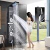X-XONIER® Stainless Steel 304 Grade Shower Panel 6in1+ Extra Large 3Ways Hand Shower Tower System With LED Rainfall Waterfall Shower 2Body Massage 4Mist