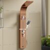 X-XONIER Stainless Steel 304 Grade Shower Panel 5 In 1 Tower System, Rainfall Shower, Body Massage Spray, Handheld, Wall Mount Easy Connect Multifunction Panel Kit, Mirror Finish. (Rose Gold)