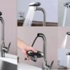 X-XONIER Waterfall 5 in 1 Pull Down Faucet 360° Rotating Single Handel Hot and Cold Mixer Long Neck for Sink Bathroom and Kitchen Black (Black)